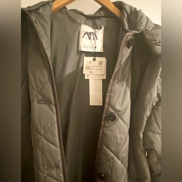 Zara women’s NWT water repellant green/grey coat size XS - Picture 1 of 15